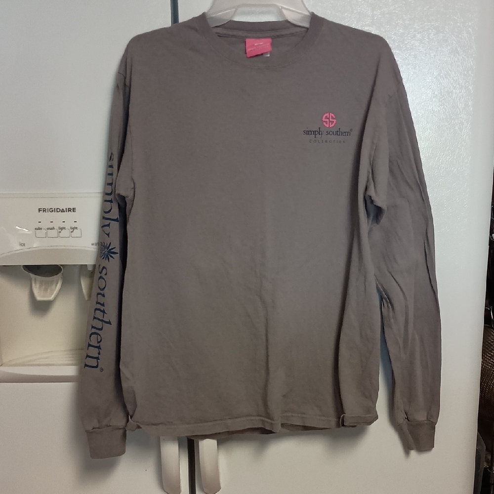 Simply Southern Gray Long Sleeve Tee"Bless Your Heart" Tee. Women's Size Medium